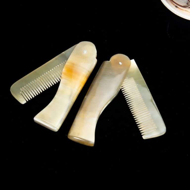 Peigne à cheveux en corne de Yak, brosse à cheveux pliable, Portable, Moustache, barbe, peigne à Clip de poche, outils de coiffure, soins capillaires, 1 pièce 2