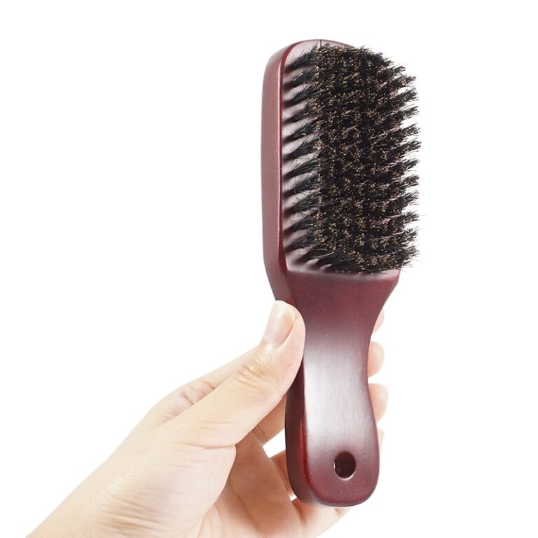 Brosse de Nettoyage à Manche en Bois en Poils de Sanglier, Peigne Antistatique pour Barbe et Coiffure, Outils de Rasage pour Homme 3