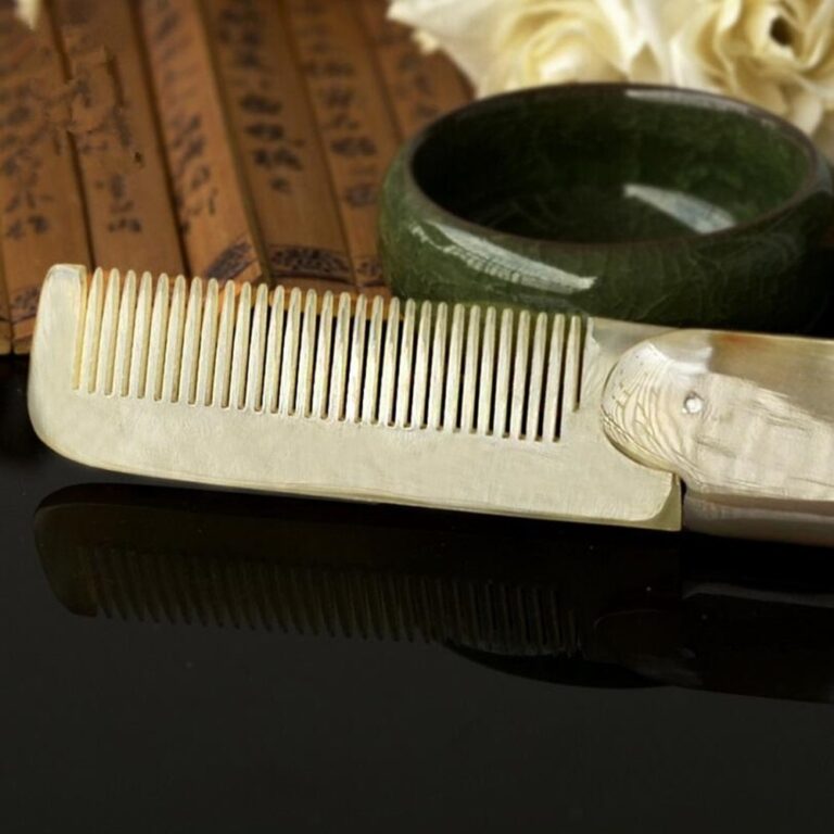 Peigne à cheveux en corne de Yak, brosse à cheveux pliable, Portable, Moustache, barbe, peigne à Clip de poche, outils de coiffure, soins capillaires, 1 pièce 5