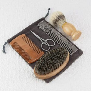 Brosse à raser en poils de sanglier pour hommes, accessoire écologique, Portable, barbier naturel, pour le nettoyage du visage, outils de moustache, sac cadeau 2