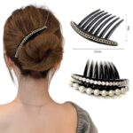 Vintage Pearl Crystal Hairclips Fashion Women Girls Maker Bun Hair Combs Plastic Shiny Chain Hair Accessories Ornament Headdress 1