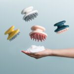 Brosse de Massage du cuir chevelu en Silicone, peigne de shampoing, brosse à eau de douche, bain de cheveux, SPA, brosse à saisir les pellicules 2