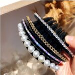 Vintage Pearl Crystal Hairclips Fashion Women Girls Maker Bun Hair Combs Plastic Shiny Chain Hair Accessories Ornament Headdress 5