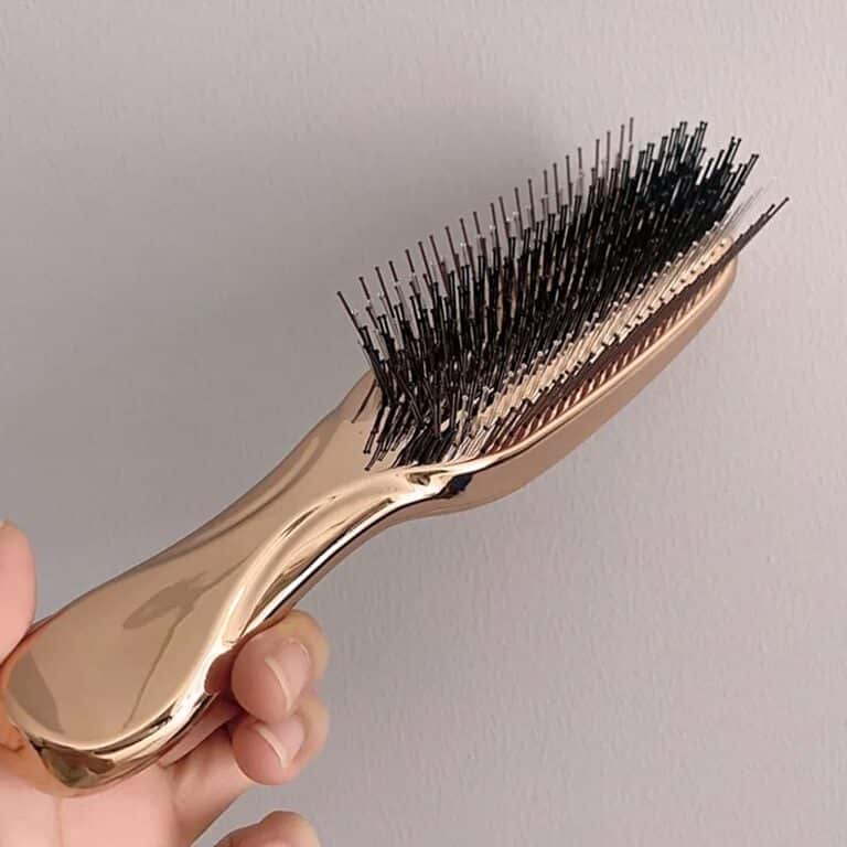 Brosse de massage du cuir chevelu japonais Premium, peigne de nettoyage des cheveux en plastique humide et démêlant, Rose et or 9
