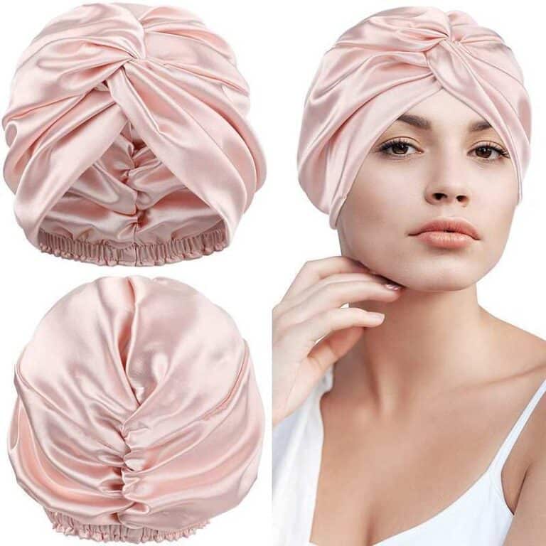 Bonnets Turban en soie de mûrier pour femmes, bonnet de nuit torsadé 19 Momme, bonnet enveloppant de cheveux en soie Pure pour dames bouclées, couvre-chef 100 1