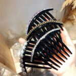 Vintage Pearl Crystal Hairclips Fashion Women Girls Maker Bun Hair Combs Plastic Shiny Chain Hair Accessories Ornament Headdress 4