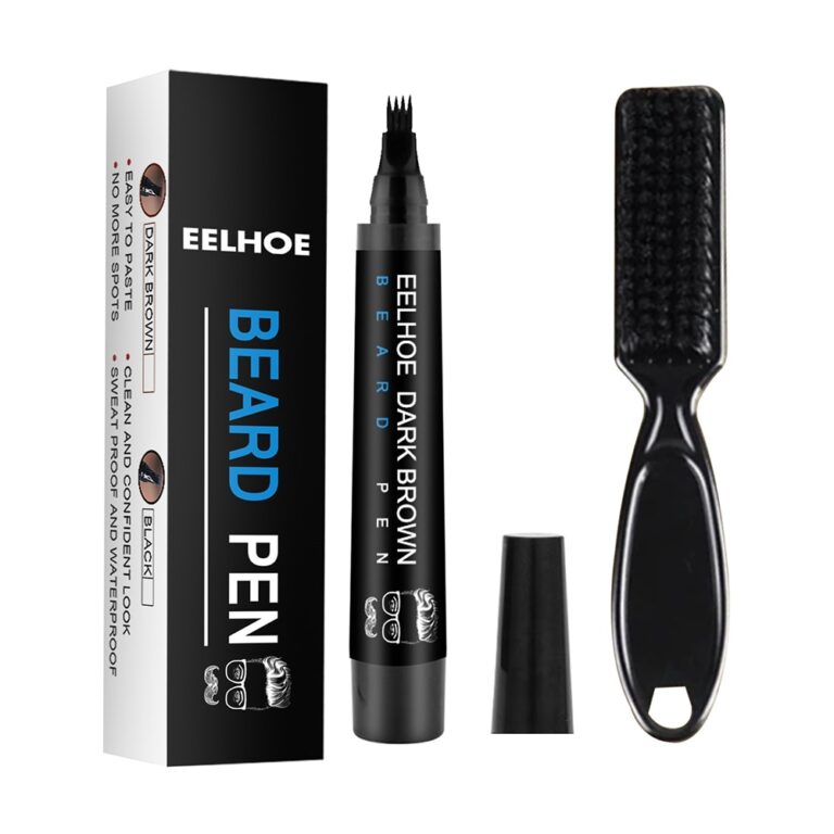 Kit de remplissage de stylo à barbe, crayon de barbier avec brosse, outil Facial pour Salon, sourcils, homme, réparation de stylo à barbe à quatre dents, outils de style moustache 2