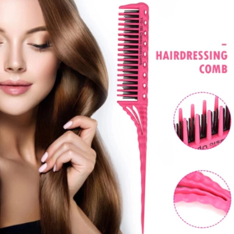 Peigne à queue de pointe de barbier professionnel, peigne de coiffure, poignées à 3 sante de dents, outils de salon de pêche, accessoires de barbier, 1 pièce 2