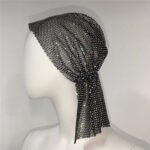 Foulard de tête en biscuits pour femme, turban kendning, chapeau rond, bijoux de cheveux scintillants, mode pour dames, 7.5 4